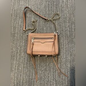 Rebecca Minkoff AVERY Tan Nubuck Leather Purse Crossbody Gold Toned Hardware